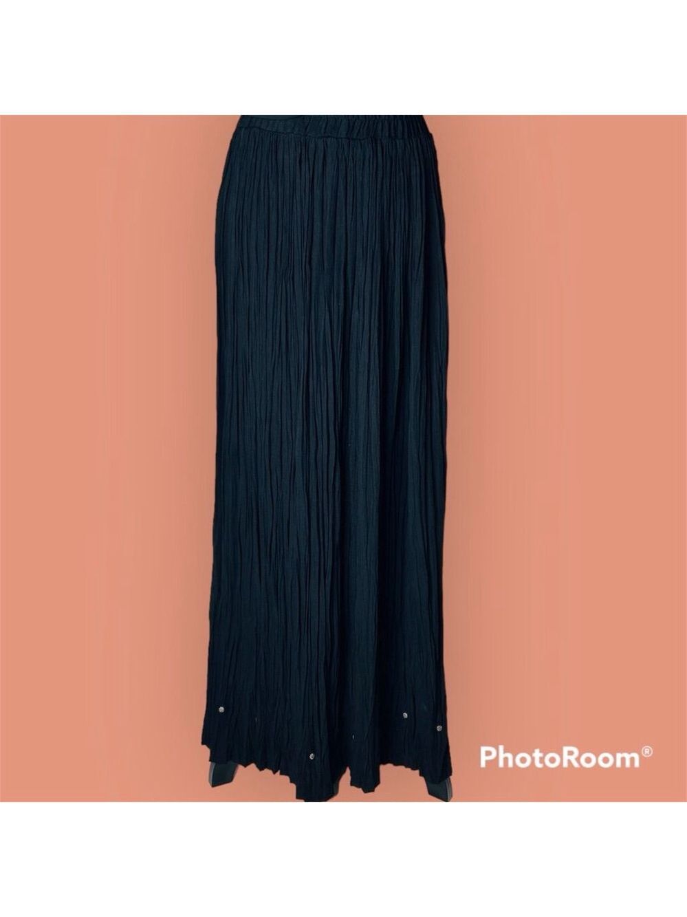 VTG STONEBRIDGE Skirt Studded Pleated Broomstick Boho Crinkle Maxi Medium